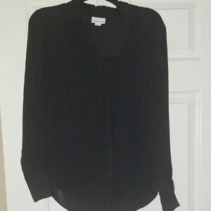 Liz Claiborne Black Long-Sleeve Button-Down Blouse